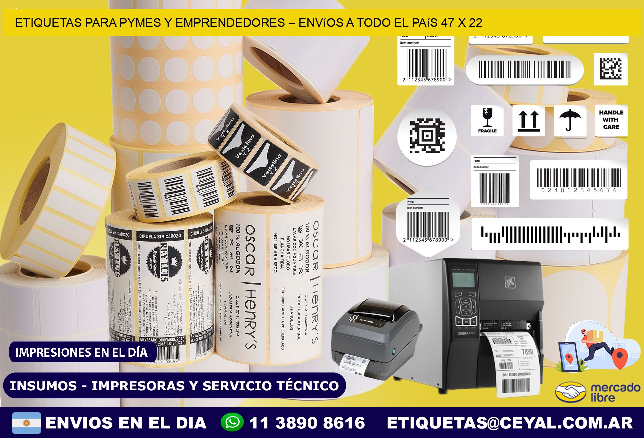 Etiquetas para PyMEs y Emprendedores – Envíos a Todo el País 47 x 22