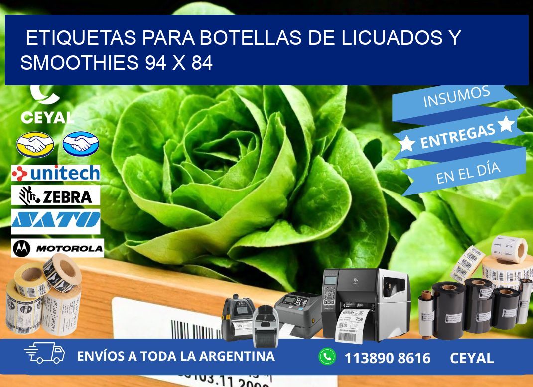 Etiquetas para botellas de licuados y smoothies 94 x 84