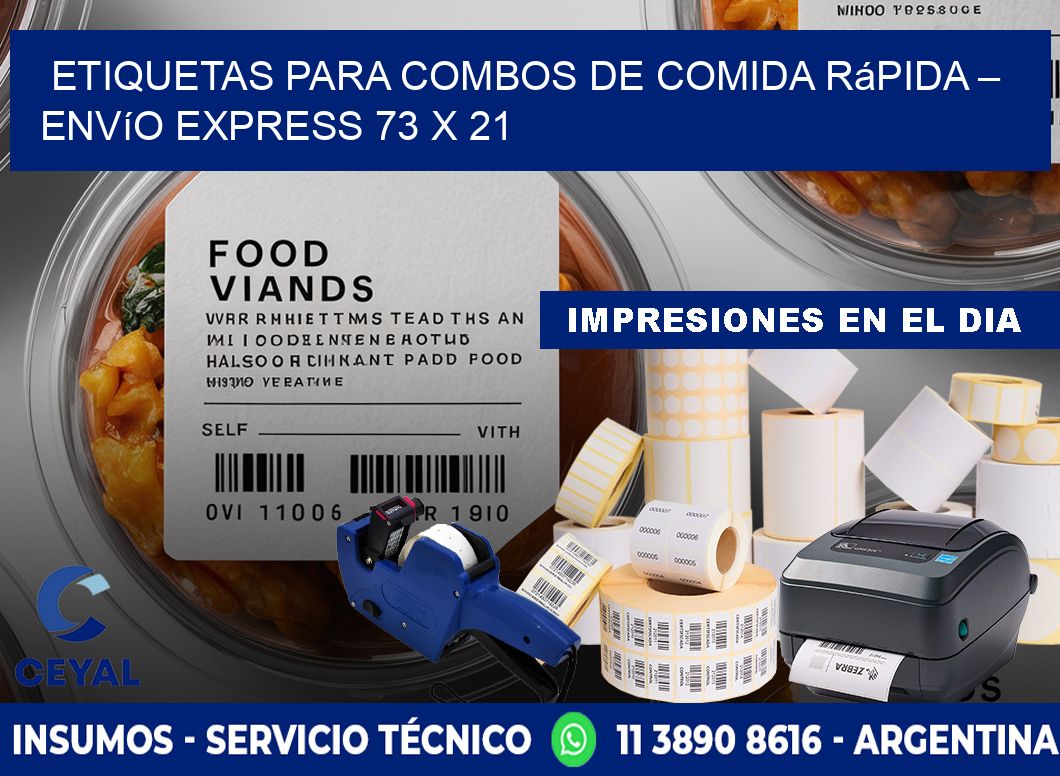 Etiquetas para combos de comida rápida – Envío express 73 x 21