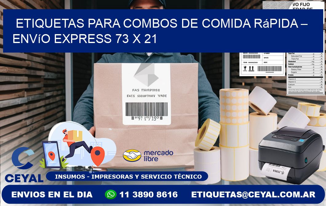 Etiquetas para combos de comida rápida – Envío express 73 x 21