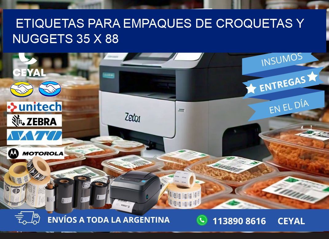 Etiquetas para empaques de croquetas y nuggets 35 x 88