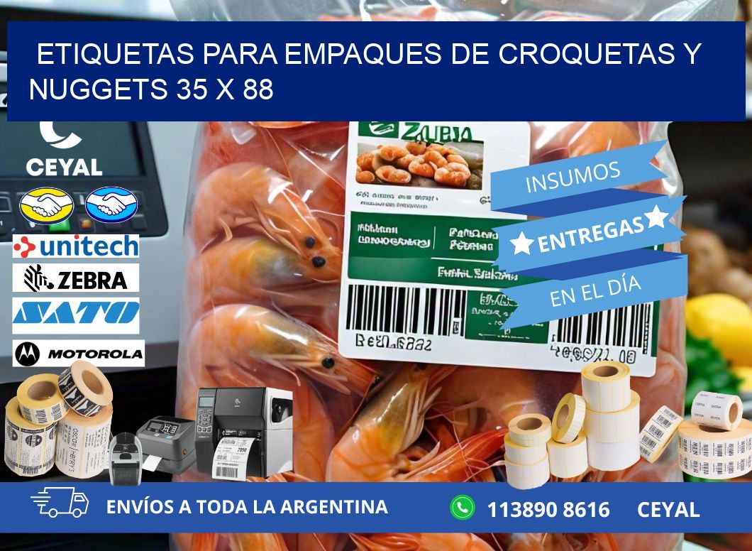 Etiquetas para empaques de croquetas y nuggets 35 x 88