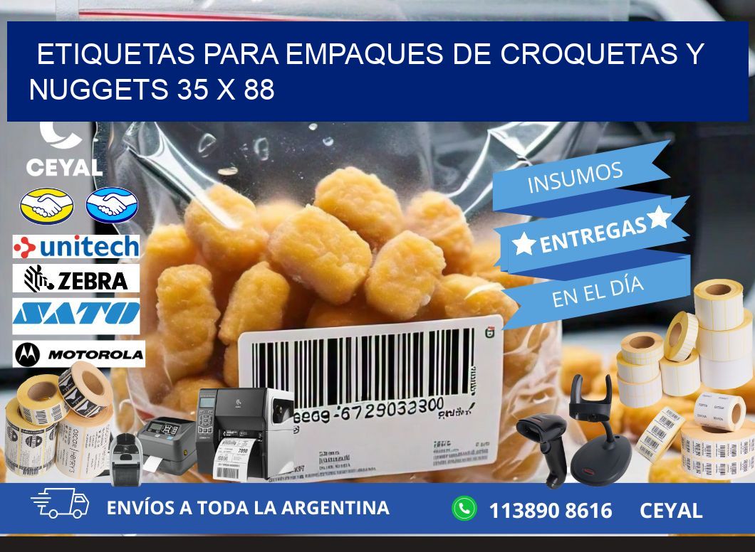 Etiquetas para empaques de croquetas y nuggets 35 x 88