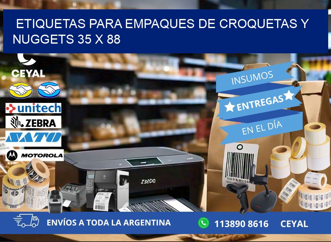 Etiquetas para empaques de croquetas y nuggets 35 x 88