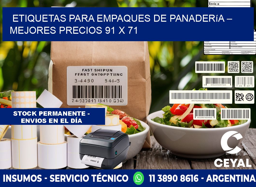 Etiquetas para empaques de panadería – Mejores precios 91 x 71