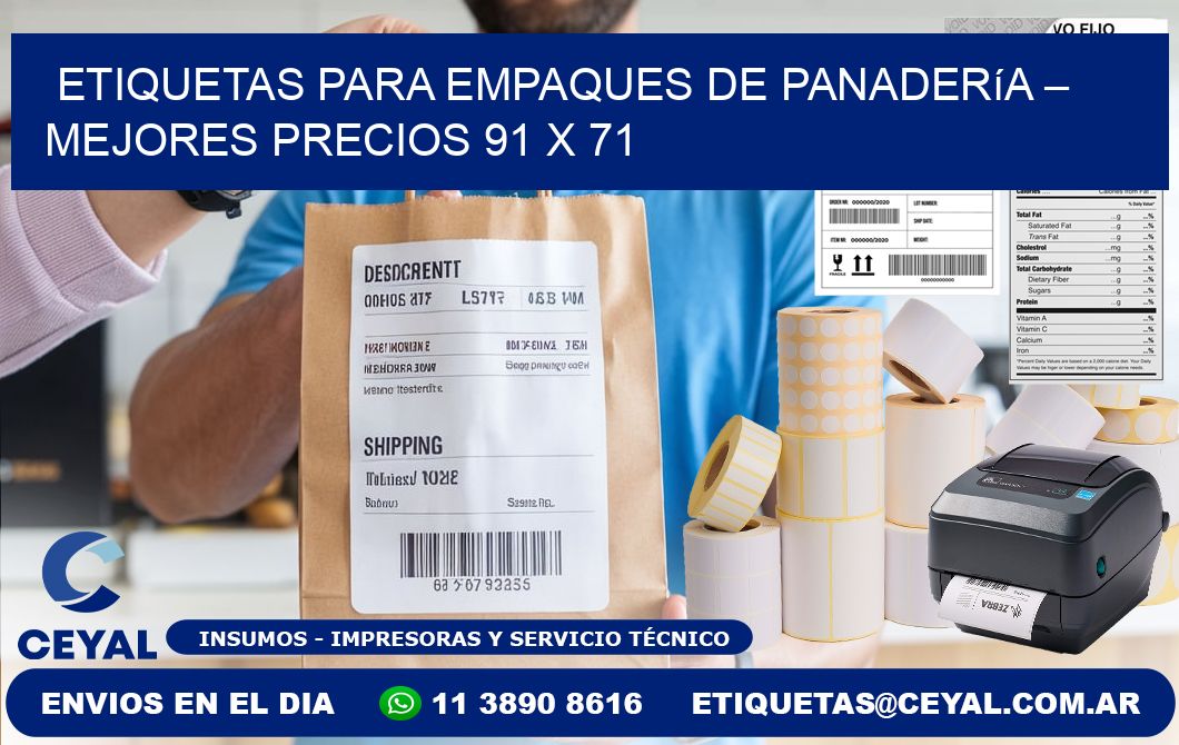 Etiquetas para empaques de panadería – Mejores precios 91 x 71