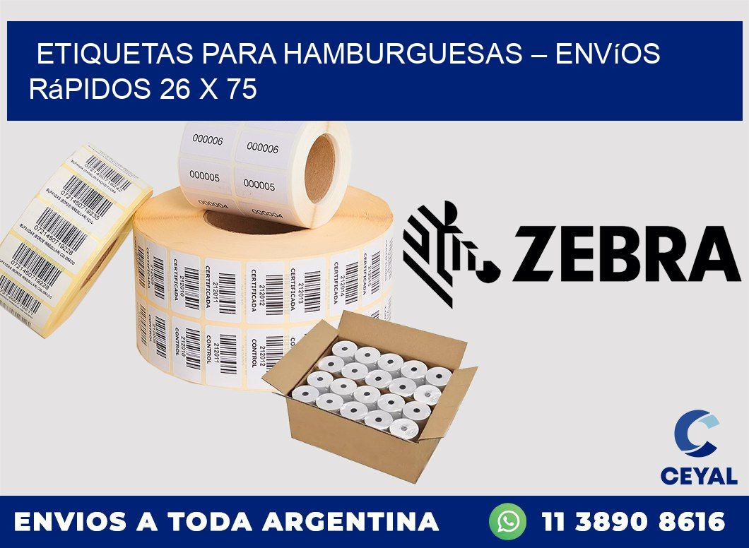 Etiquetas para hamburguesas – Envíos rápidos 26 x 75