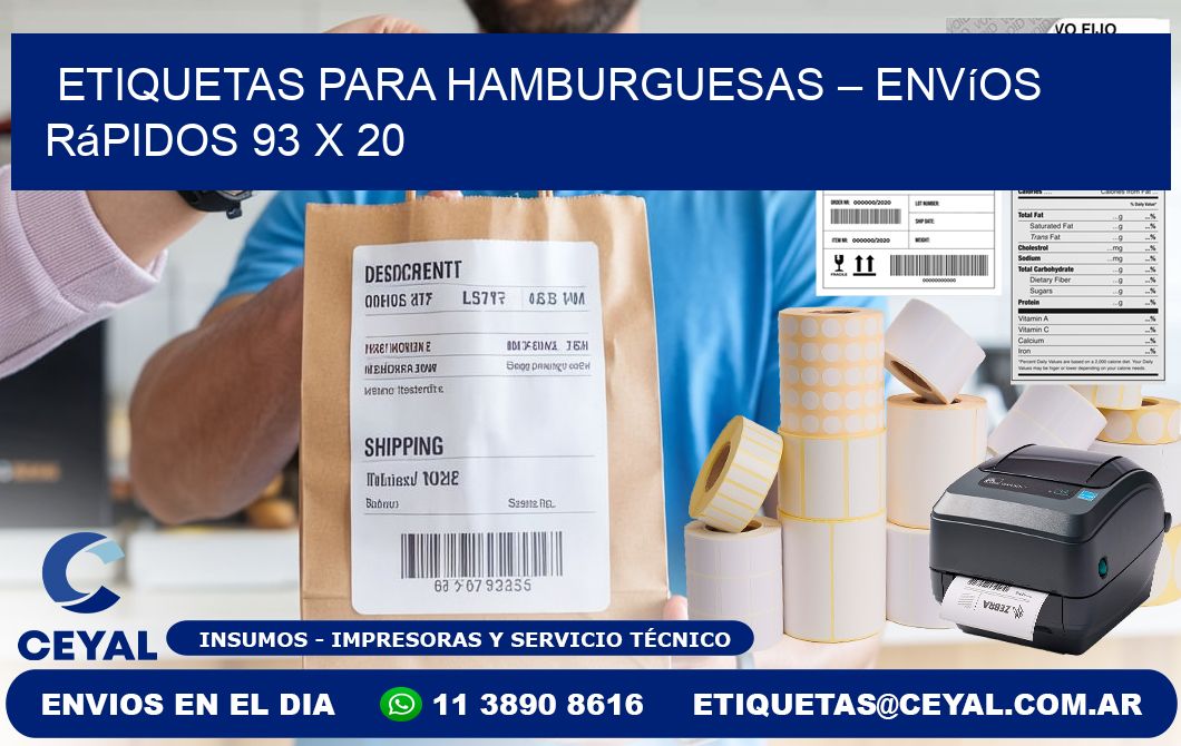 Etiquetas para hamburguesas – Envíos rápidos 93 x 20