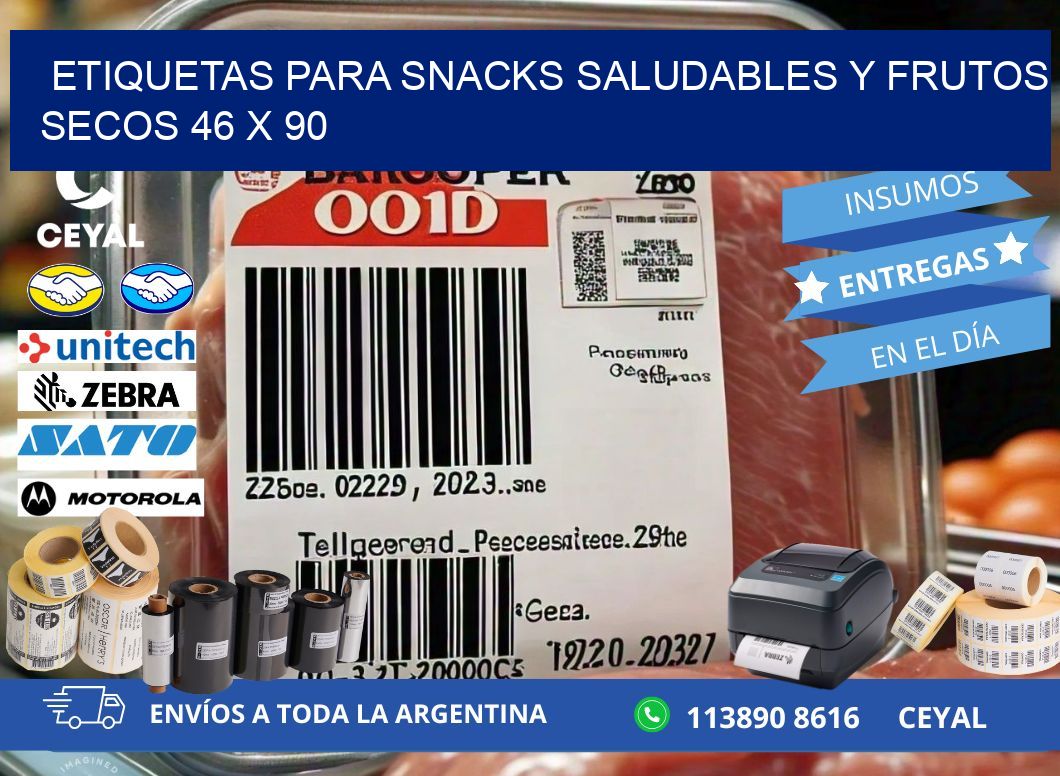 Etiquetas para snacks saludables y frutos secos 46 x 90