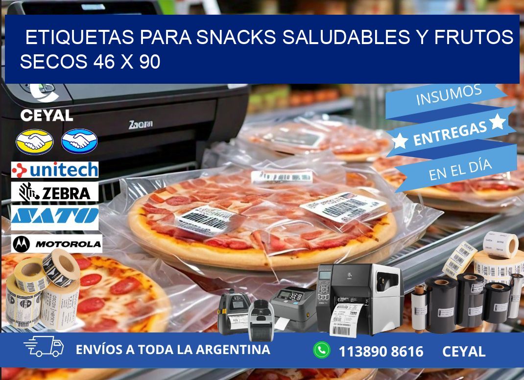 Etiquetas para snacks saludables y frutos secos 46 x 90