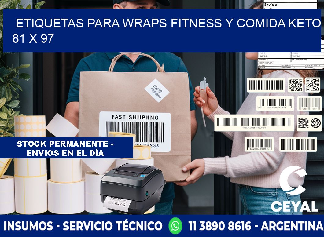 Etiquetas para wraps fitness y comida keto 81 x 97