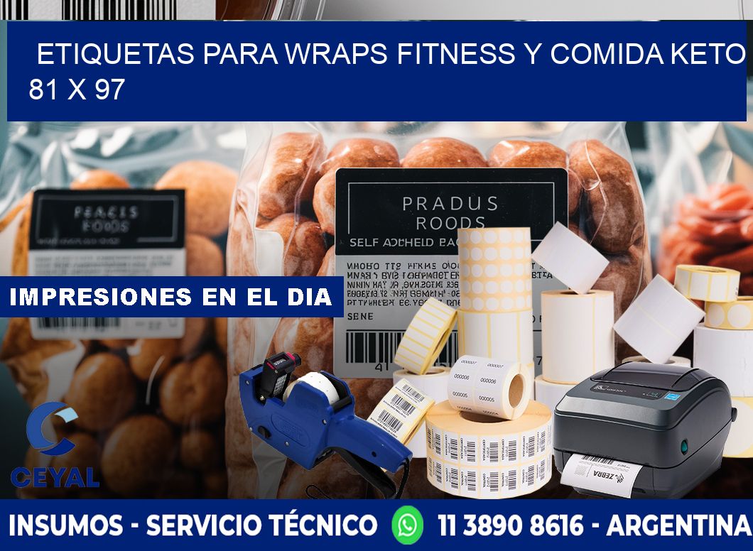 Etiquetas para wraps fitness y comida keto 81 x 97