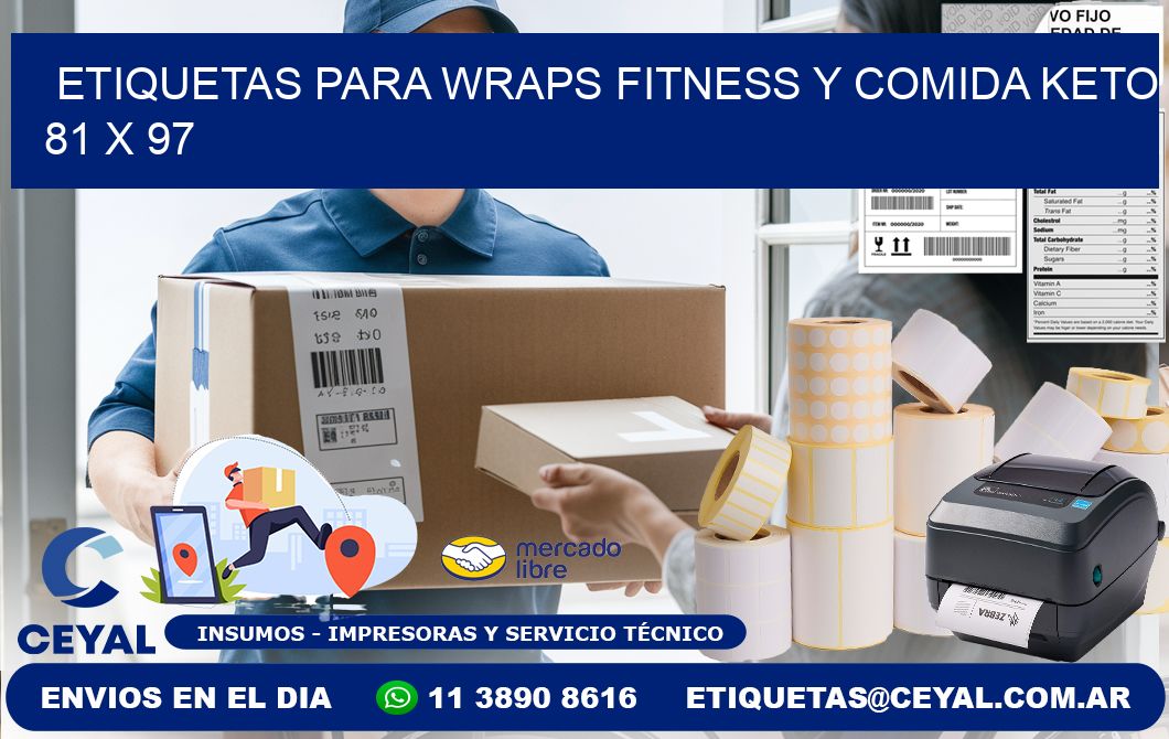 Etiquetas para wraps fitness y comida keto 81 x 97