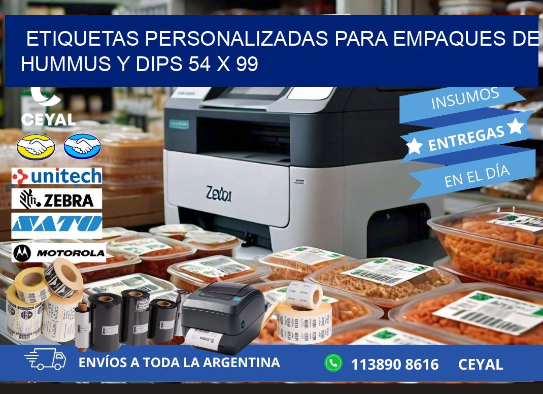 Etiquetas personalizadas para empaques de hummus y dips 54 x 99