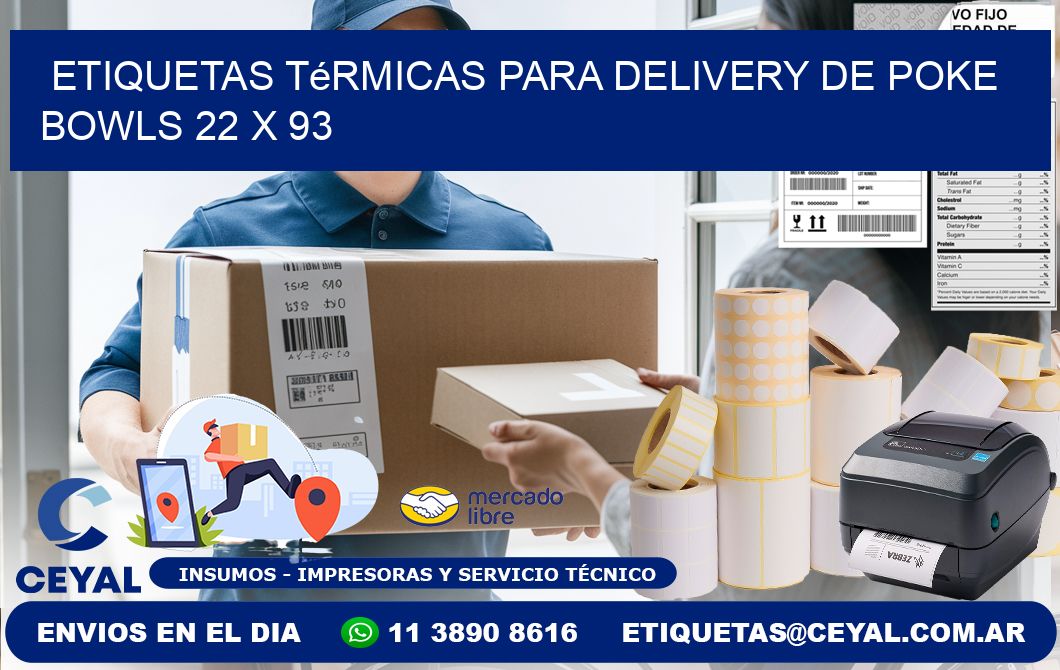 Etiquetas térmicas para delivery de poke bowls 22 x 93