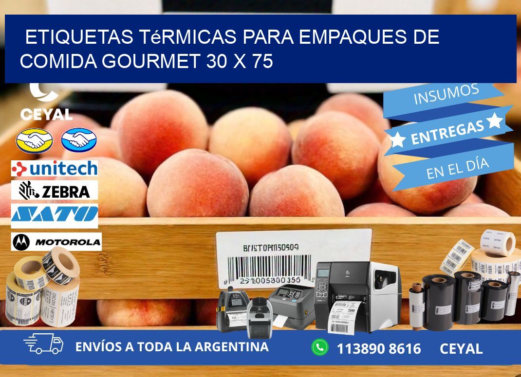 Etiquetas térmicas para empaques de comida gourmet 30 x 75