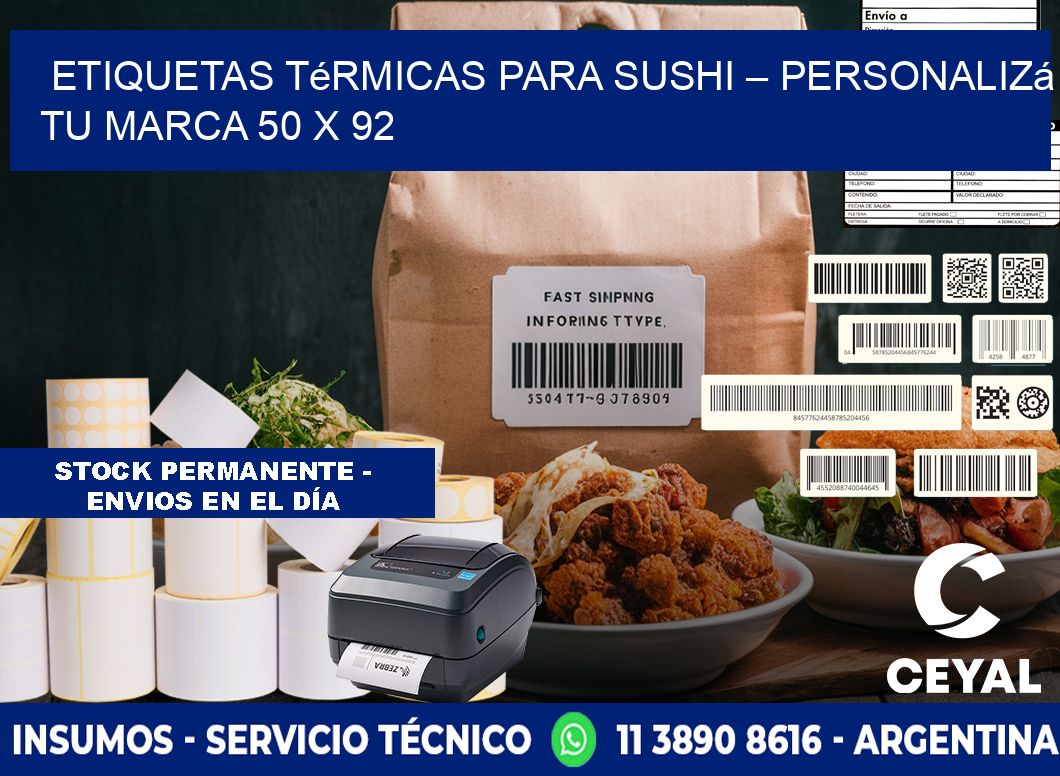 Etiquetas térmicas para sushi – Personalizá tu marca 50 x 92