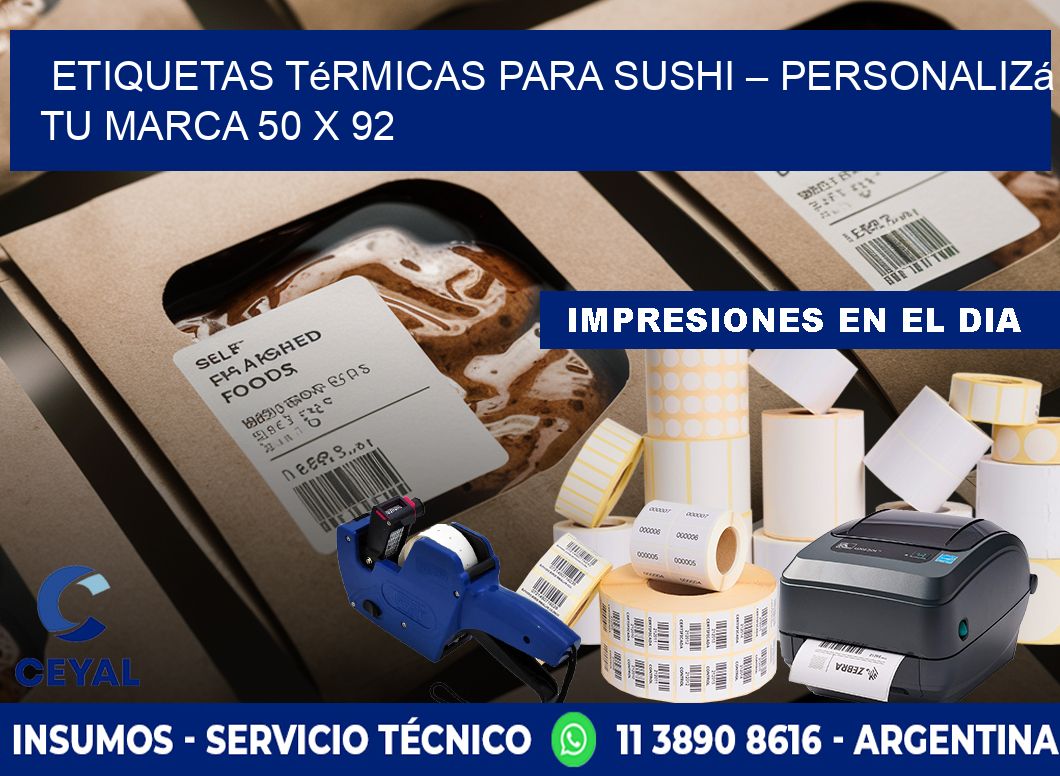 Etiquetas térmicas para sushi – Personalizá tu marca 50 x 92