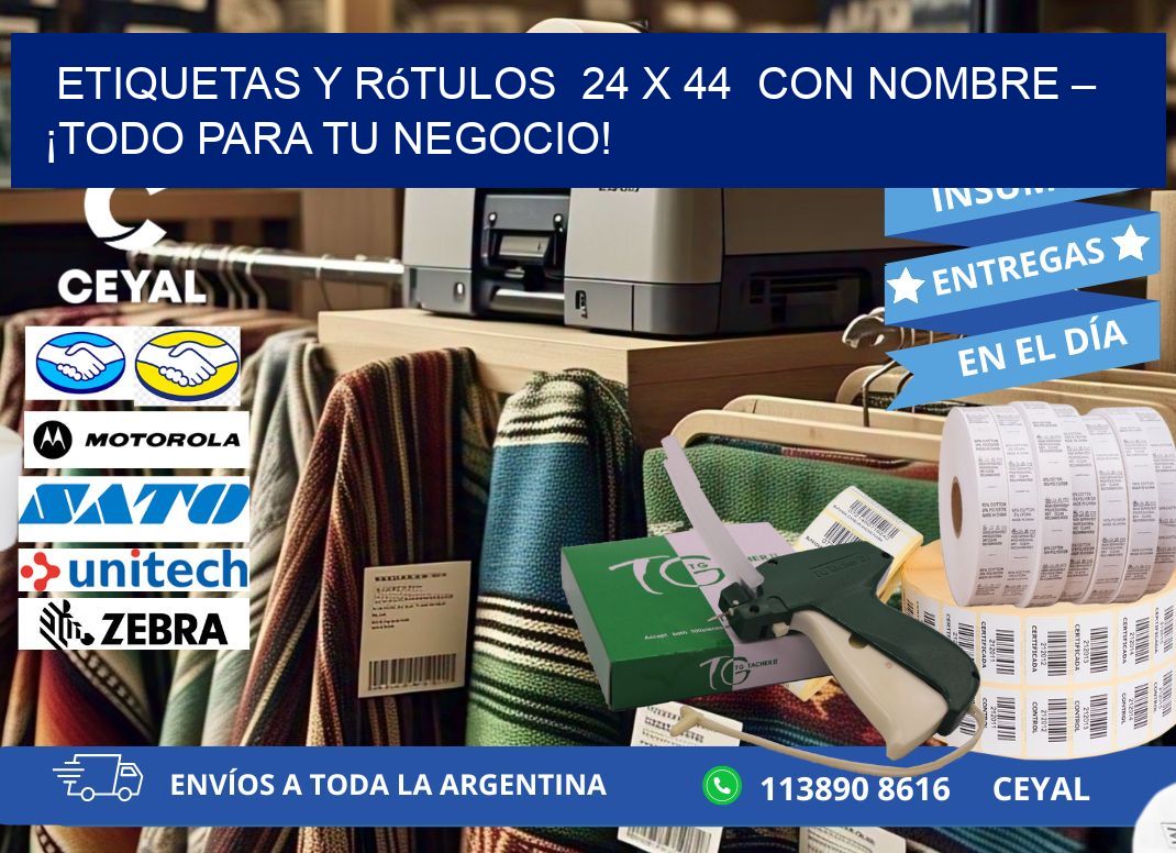 Etiquetas y Rótulos  24 x 44  con Nombre – ¡Todo para tu Negocio!