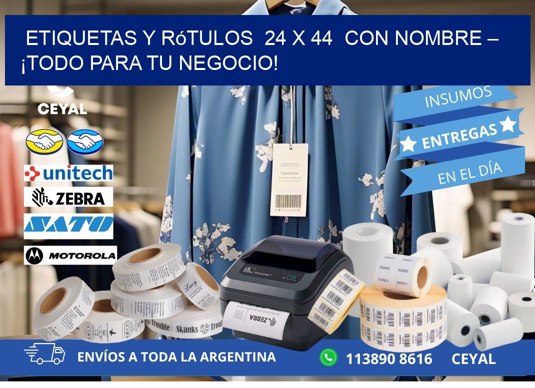 Etiquetas y Rótulos  24 x 44  con Nombre – ¡Todo para tu Negocio!