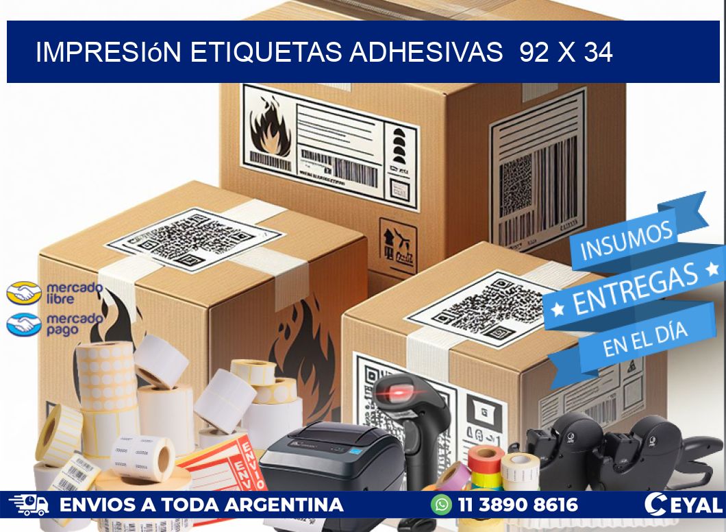 Impresión Etiquetas adhesivas  92 x 34