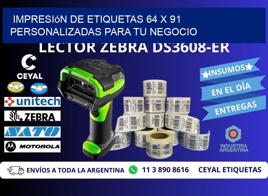 Impresión de Etiquetas 64 x 91 Personalizadas para tu Negocio