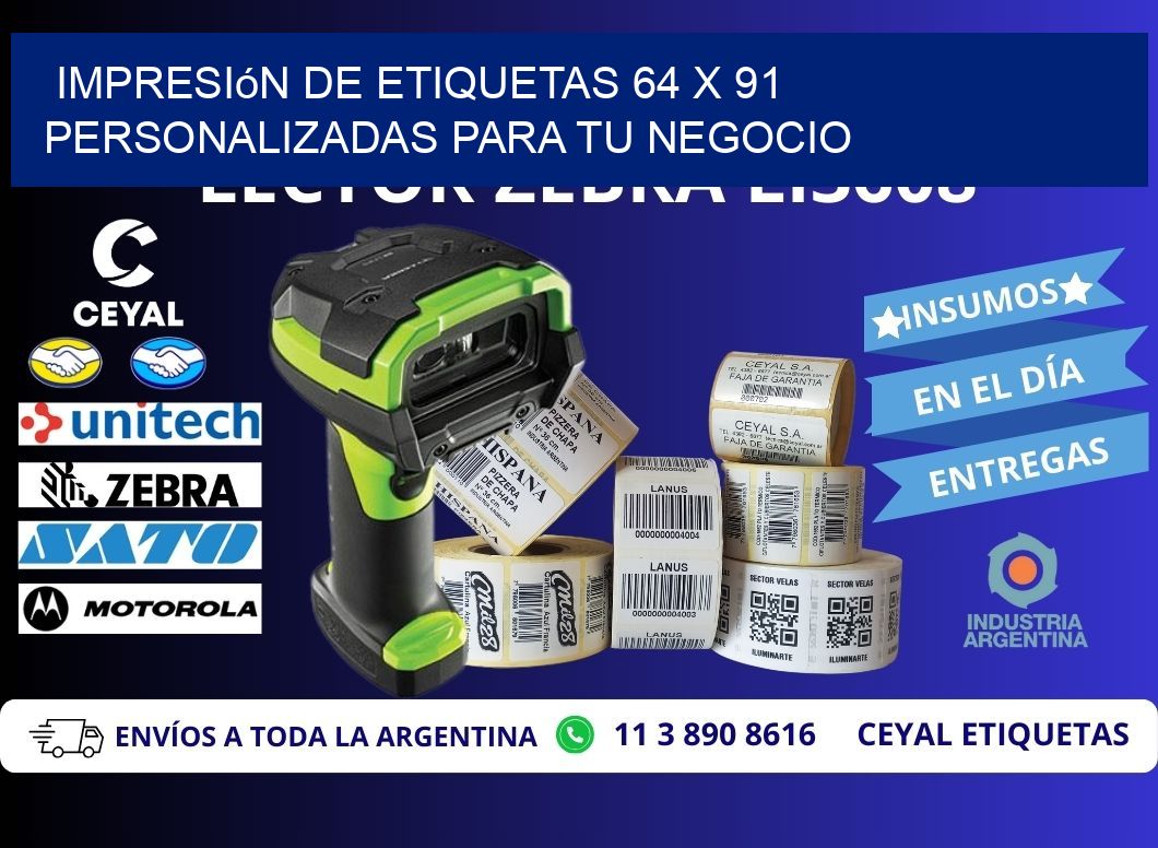 Impresión de Etiquetas 64 x 91 Personalizadas para tu Negocio