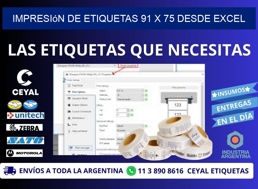 Impresión de Etiquetas 91 x 75 desde Excel