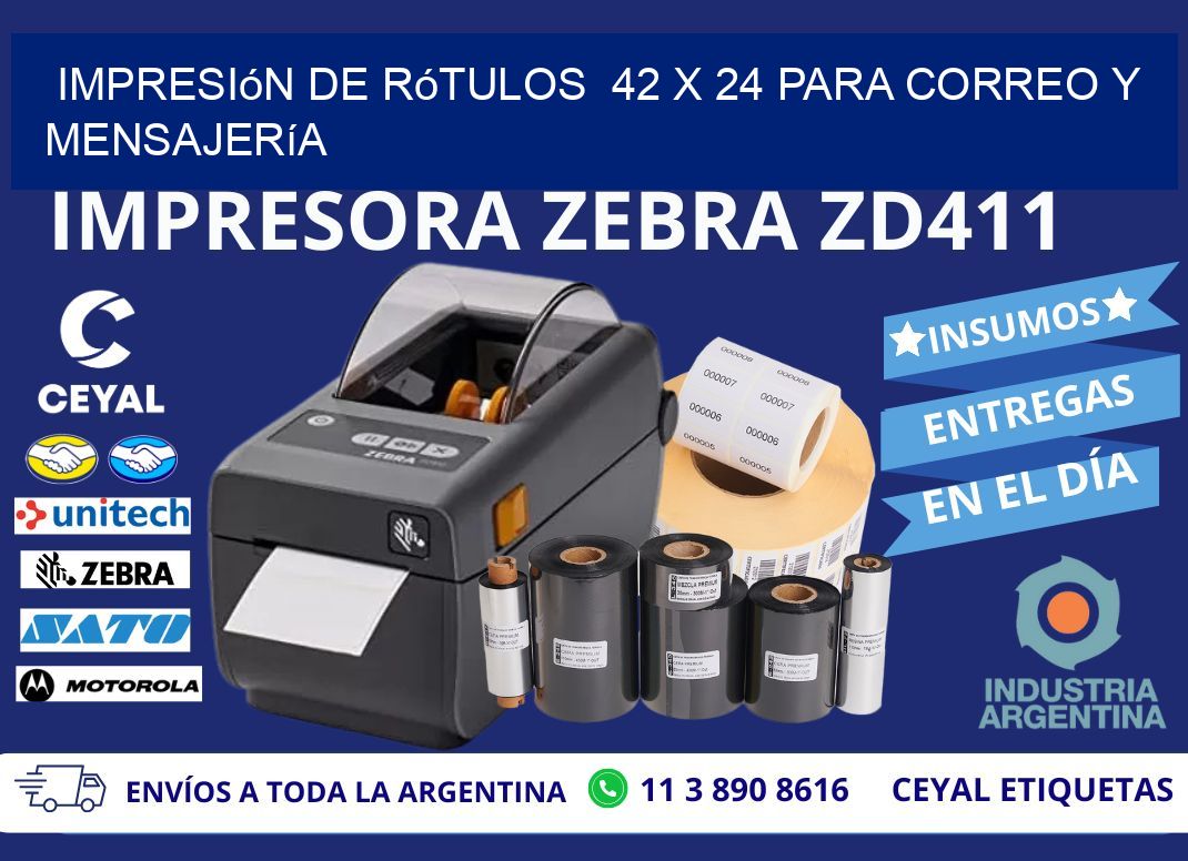 Impresión de Rótulos  42 x 24 para Correo y Mensajería