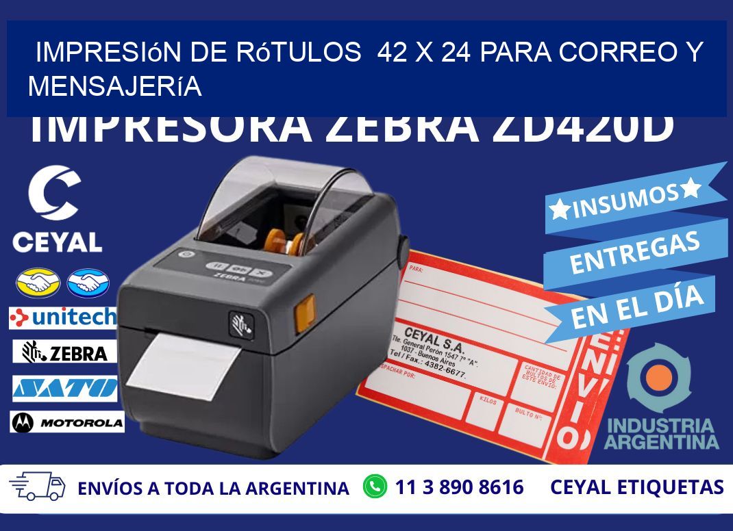 Impresión de Rótulos  42 x 24 para Correo y Mensajería