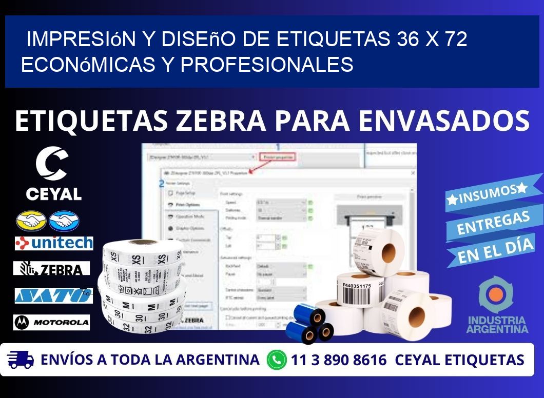 Impresión y Diseño de Etiquetas 36 x 72 Económicas y Profesionales