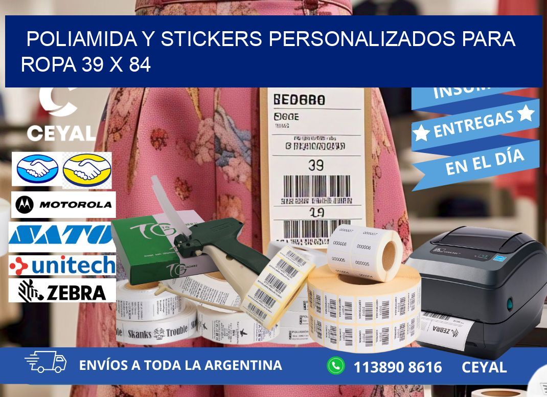 POLIAMIDA Y STICKERS PERSONALIZADOS PARA ROPA 39 x 84