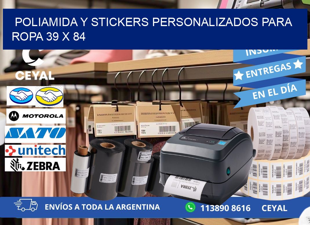 POLIAMIDA Y STICKERS PERSONALIZADOS PARA ROPA 39 x 84