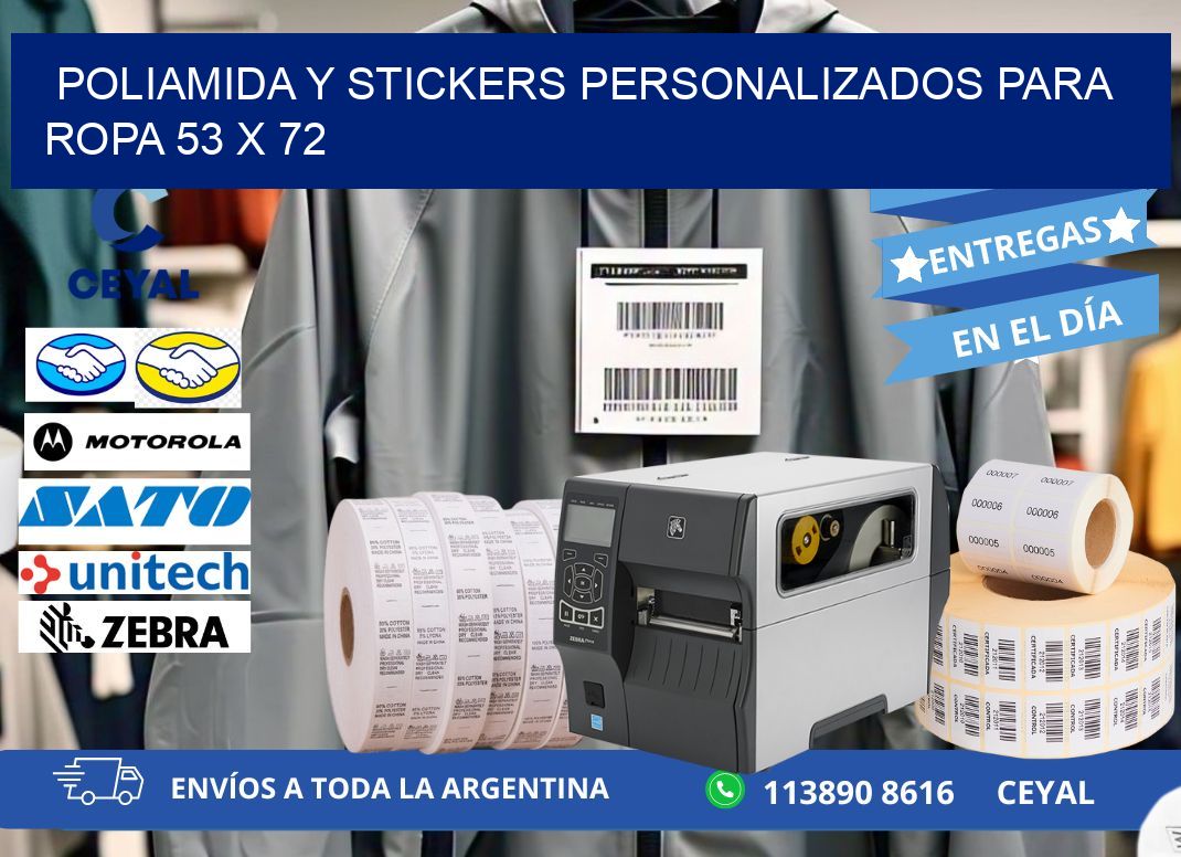 POLIAMIDA Y STICKERS PERSONALIZADOS PARA ROPA 53 x 72