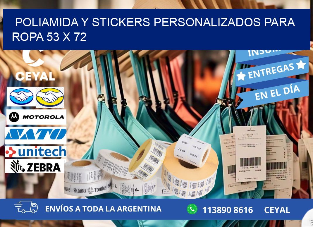 POLIAMIDA Y STICKERS PERSONALIZADOS PARA ROPA 53 x 72