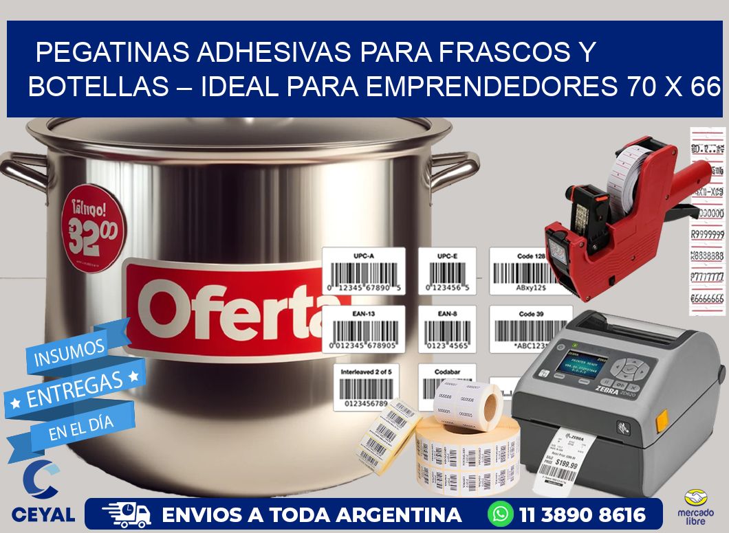 Pegatinas Adhesivas para Frascos y Botellas – Ideal para Emprendedores 70 x 66