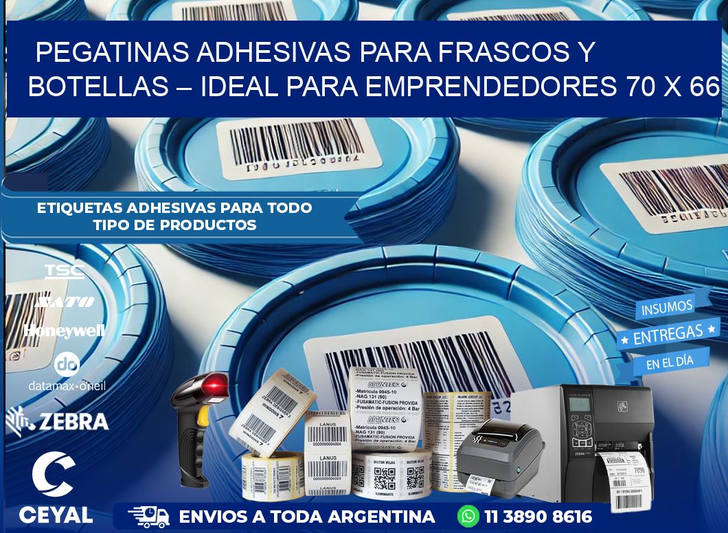 Pegatinas Adhesivas para Frascos y Botellas – Ideal para Emprendedores 70 x 66