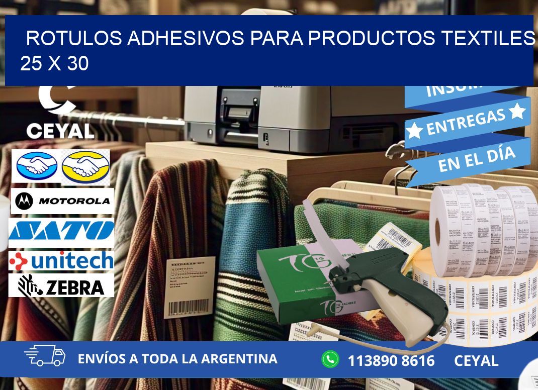 ROTULOS ADHESIVOS PARA PRODUCTOS TEXTILES 25 x 30