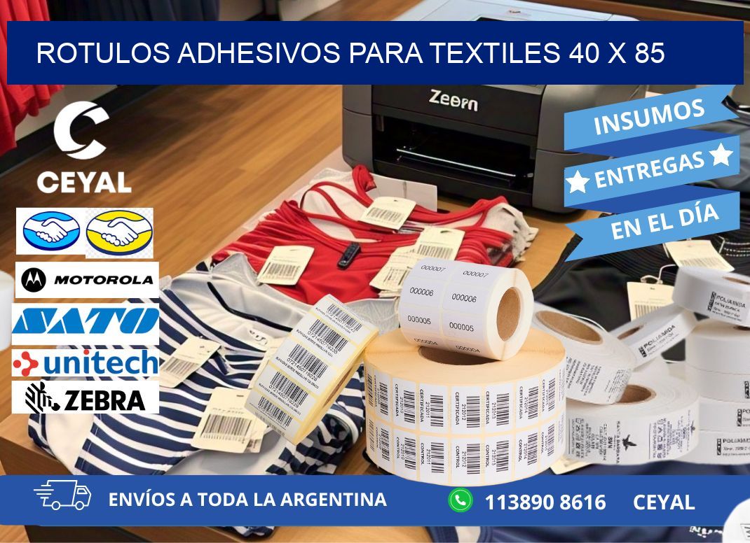 ROTULOS ADHESIVOS PARA TEXTILES 40 x 85