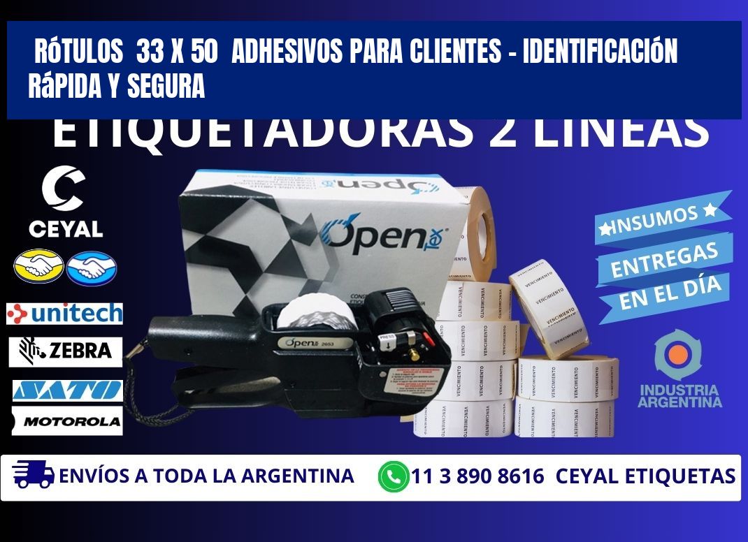 Rótulos  33 x 50  Adhesivos para Clientes – Identificación Rápida y Segura