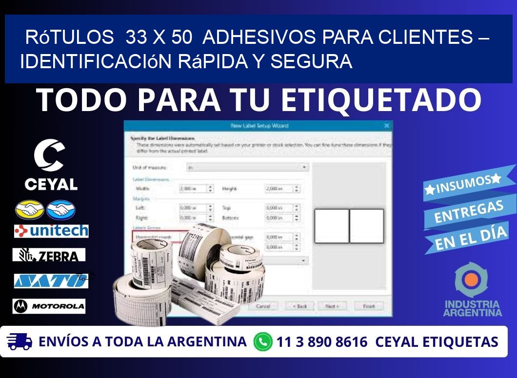 Rótulos  33 x 50  Adhesivos para Clientes – Identificación Rápida y Segura