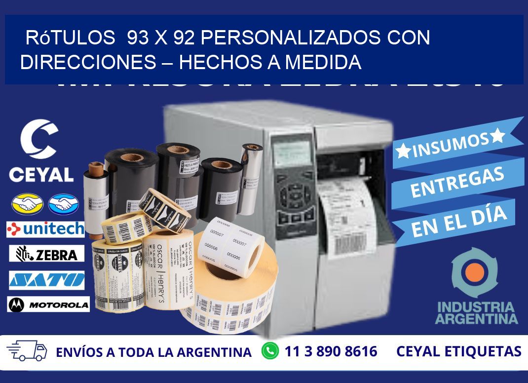 Rótulos  93 x 92 Personalizados con Direcciones – Hechos a Medida