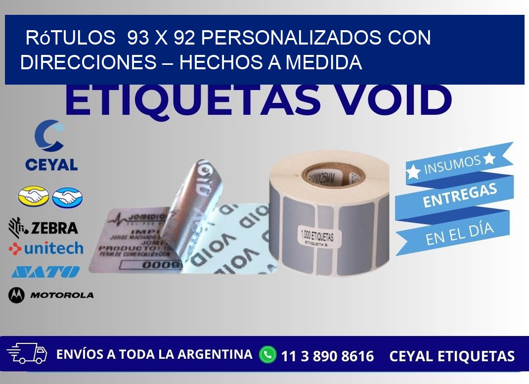 Rótulos  93 x 92 Personalizados con Direcciones – Hechos a Medida