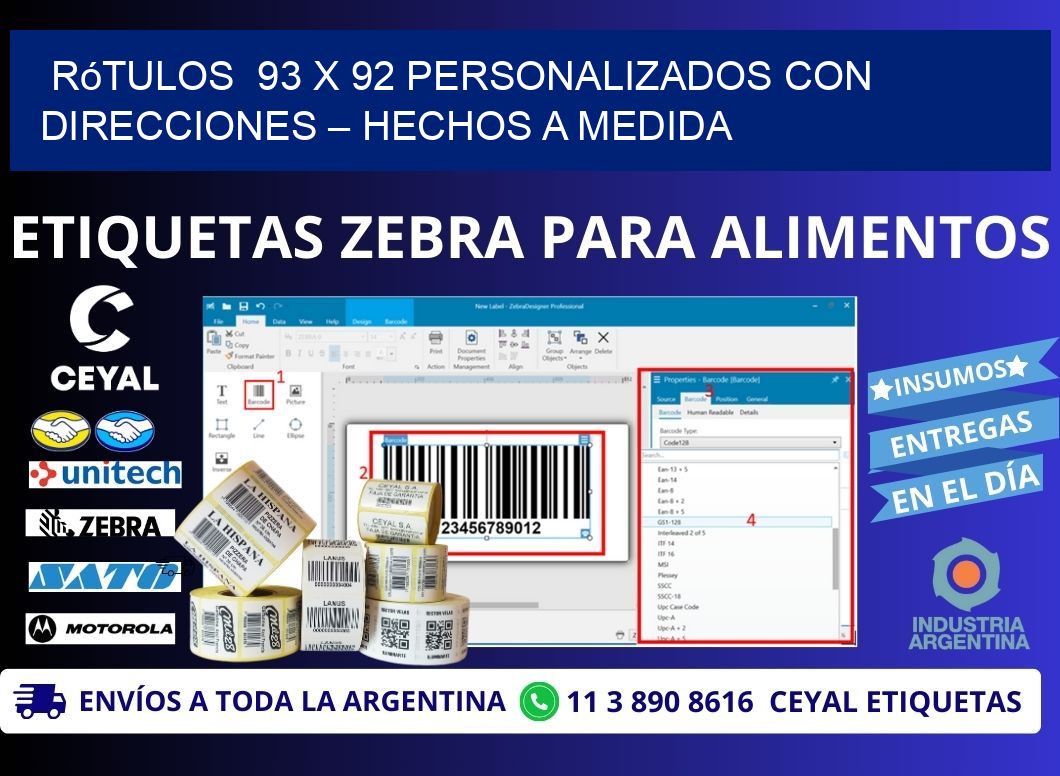 Rótulos  93 x 92 Personalizados con Direcciones – Hechos a Medida