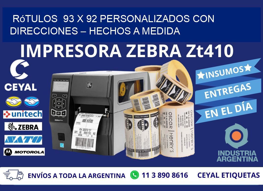 Rótulos  93 x 92 Personalizados con Direcciones – Hechos a Medida