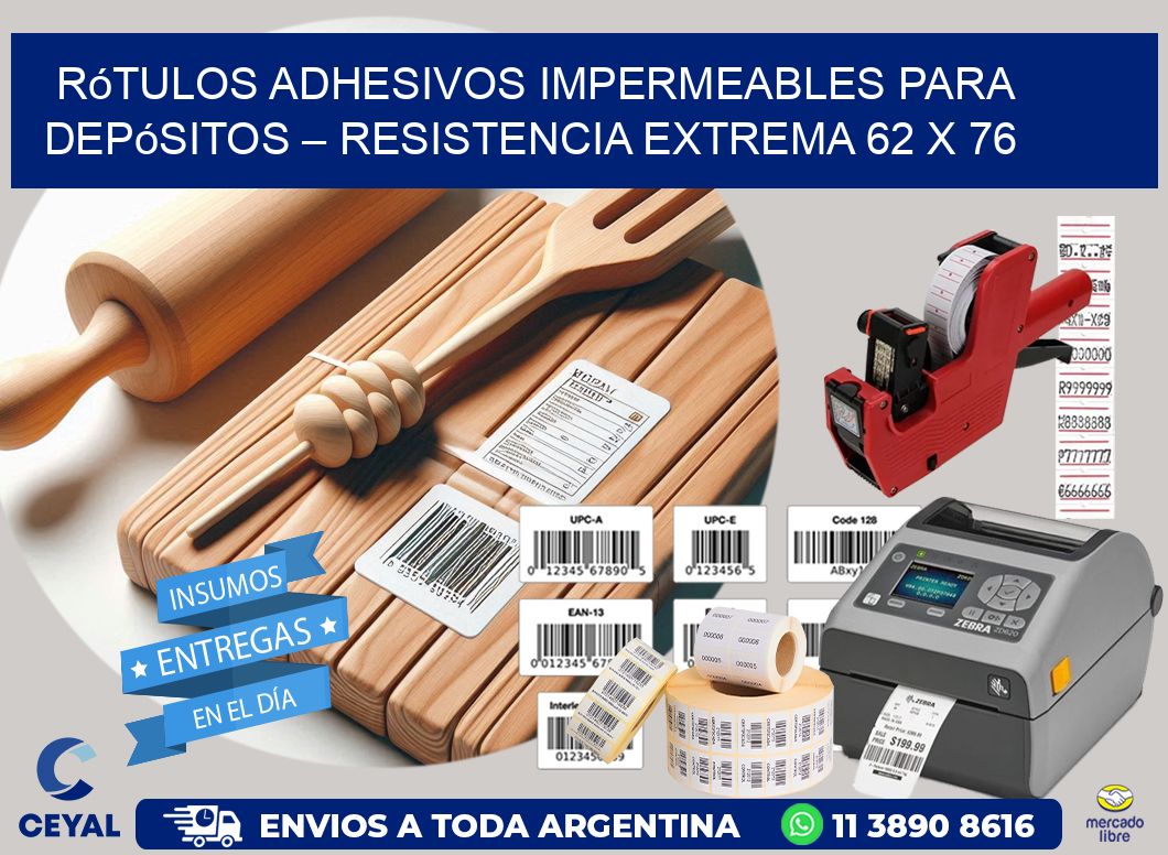 Rótulos Adhesivos Impermeables para Depósitos – Resistencia Extrema 62 x 76