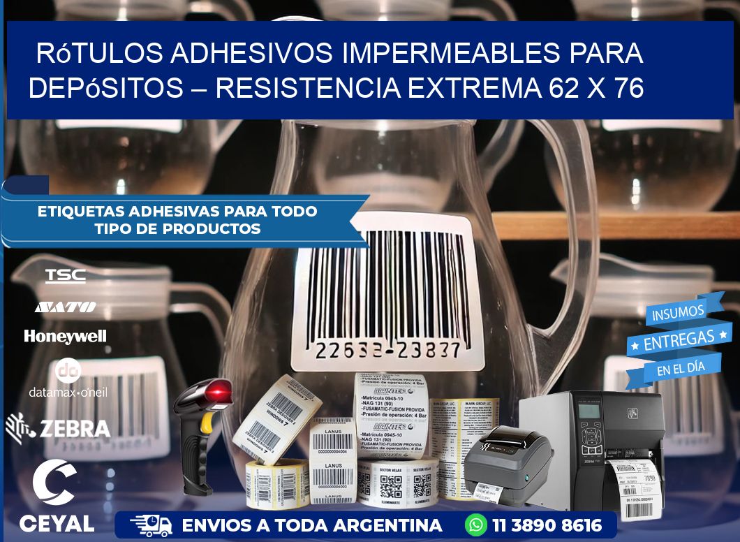 Rótulos Adhesivos Impermeables para Depósitos – Resistencia Extrema 62 x 76
