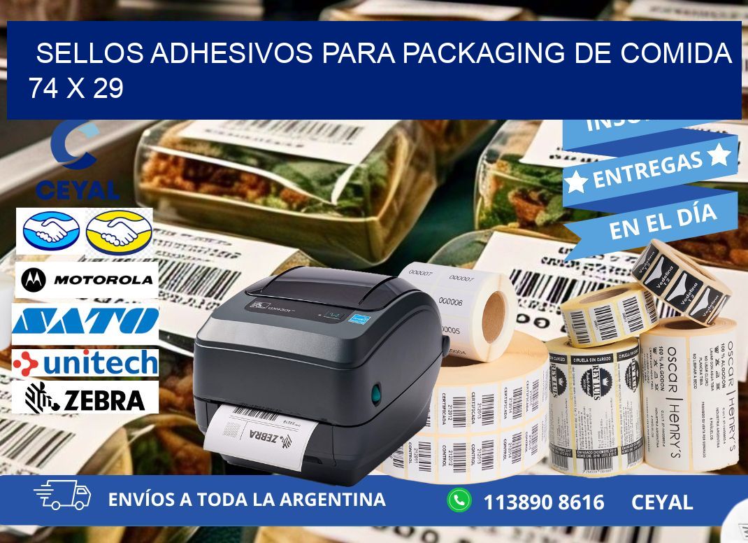 SELLOS ADHESIVOS PARA PACKAGING DE COMIDA  74 x 29