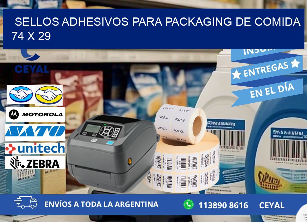 SELLOS ADHESIVOS PARA PACKAGING DE COMIDA  74 x 29