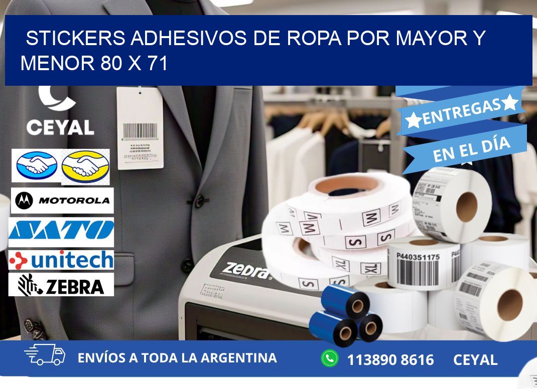 STICKERS ADHESIVOS DE ROPA POR MAYOR Y MENOR 80 x 71